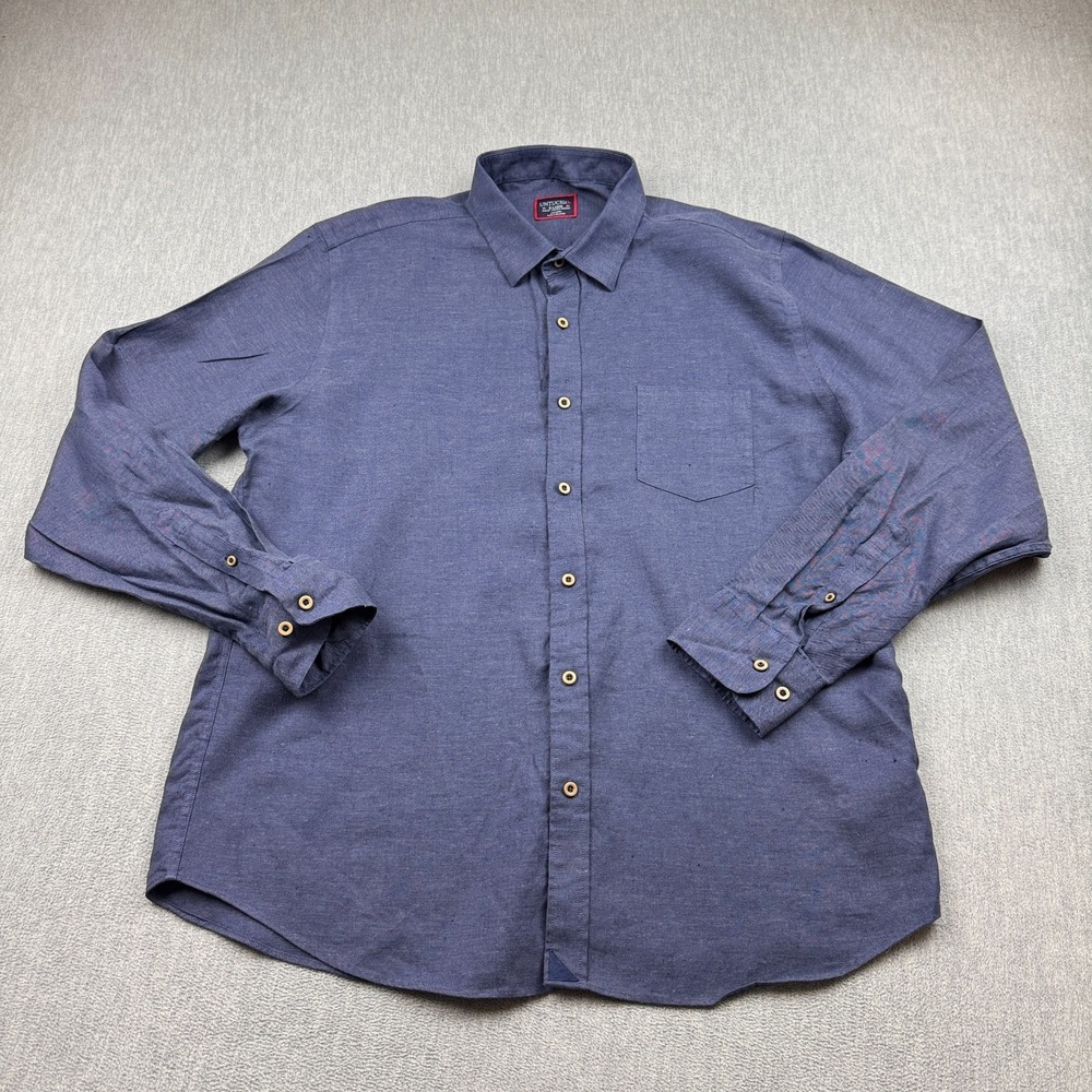 Untuckit Shirt Mens XL Purple 100% Linen Button Up Long Sleeve Casual Relaxed
